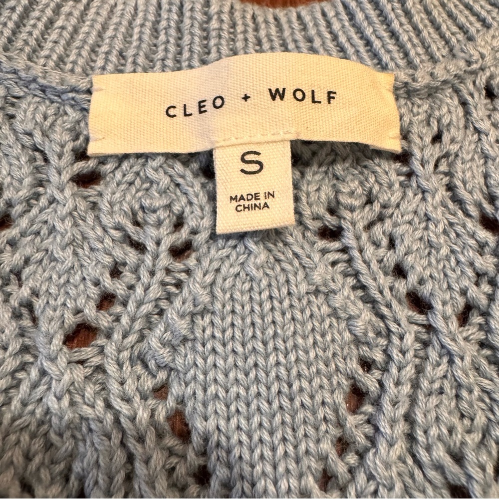 Cleo + Wolf Light Blue Cable Knit Buttoned Sweater Vest NWOT - Picture 8 of 10
